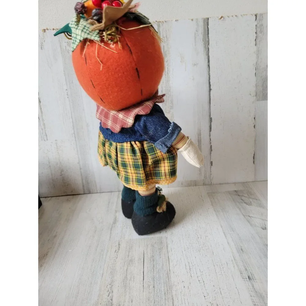 Pumpkin scarecrow‎ girl folk art country home decor kitchen